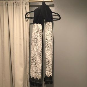 Anthropologie Black and White Lace Scarf